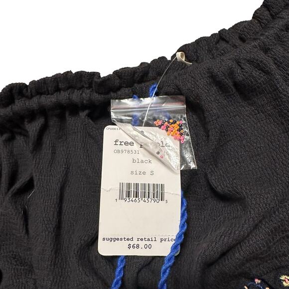 Free People No More Tiers Black and Blue Tube Top Elastic Size Small NWT - Picture 3 of 7